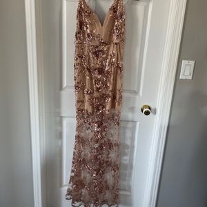Fashion Nova Honor Sequin Dress - Rose Gold